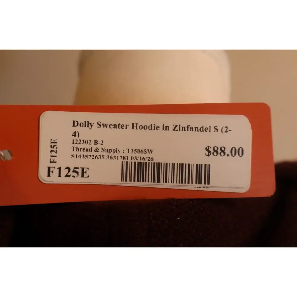 NEW Thread & Supply Dolly Zinfandel Maroon Red Ribbed Hoodie Sweater Size S